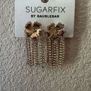 Gold and Red Floral Earrings